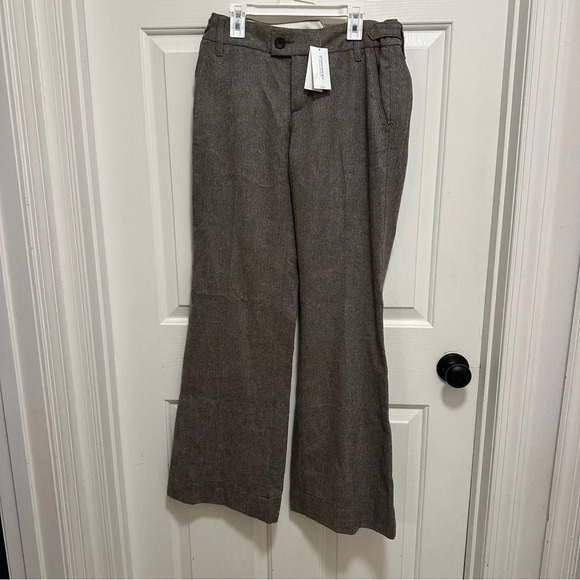 Banana Republic Wide Leg Tan Brown Wool Blend Pants Size 4 - Picture 1 of 8